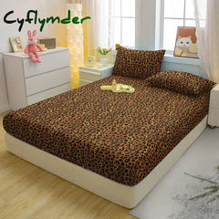 Cyflymder Simple Modern Leopard Print Printed Matte Fitted Sheet Bedroom Printed Bed Cover Bedding (Excluding
