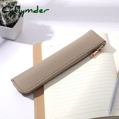Cyflymder Simple Pen Sleeve Pu Leather Mini Small Bag Zipper Pencil Pouch Stationery Fountain