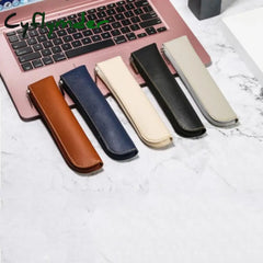 Cyflymder Simple Pen Sleeve Pu Leather Mini Small Bag Zipper Pencil Pouch Stationery Fountain