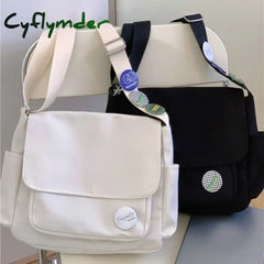 Cyflymder Simple School Student Shoulder Bag Nylon Handbags Solid Color Leisure Large Capacity Messenger Bag Male