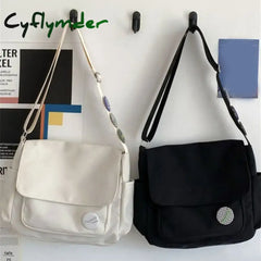 Cyflymder Simple School Student Shoulder Bag Nylon Handbags Solid Color Leisure Large Capacity Messenger Bag Male