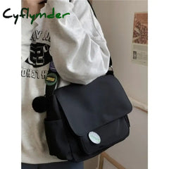 Cyflymder Simple School Student Shoulder Bag Nylon Handbags Solid Color Leisure Large Capacity Messenger Bag Male