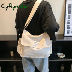 Cyflymder Simple School Student Shoulder Bag Nylon Handbags Solid Color Leisure Large Capacity