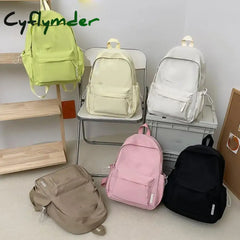 Cyflymder Simple Solid Color Backpack Women School Bags For Teenager Girls Bookbag Lady Travel