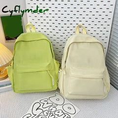 Cyflymder Simple Solid Color Backpack Women School Bags For Teenager Girls Bookbag Lady Travel