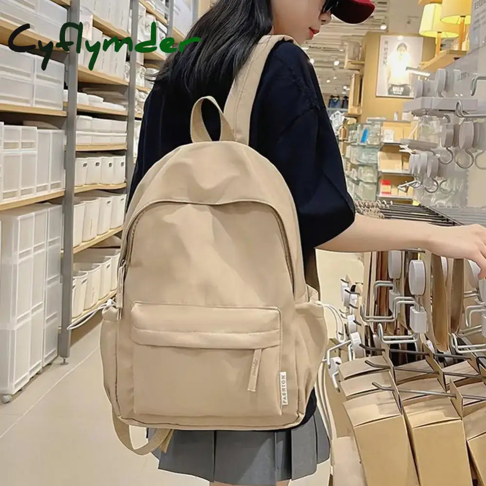 BACK TO SCHOOL Simple Solid Color Backpack Women School Bags For Teenager Girls Bookbag Lady Travel Backbag Ins Small Fresh Cute Shoulder Bag