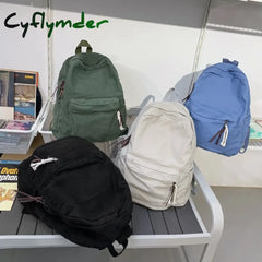 Cyflymder Simple Solid Color Large Capacity Women Backpack Fashion Canvas Male Female College Boy