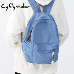 Cyflymder Simple Solid Color Large Capacity Women Backpack Fashion Canvas Male Female College Boy