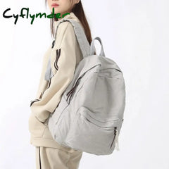 Cyflymder Simple Solid Color Large Capacity Women Backpack Fashion Canvas Male Female College Boy
