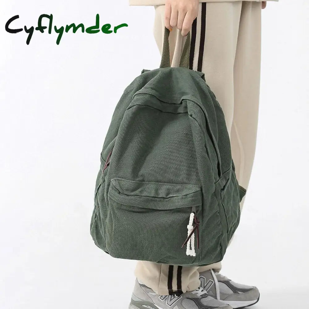 Cyflymder Simple Solid Color Large Capacity Women Backpack Fashion Canvas Male Female College Boy