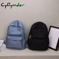 Cyflymder Simple Solid Color Shoulder Backpacks Bookbags Nylon Large Capacity Travel Knapsacks