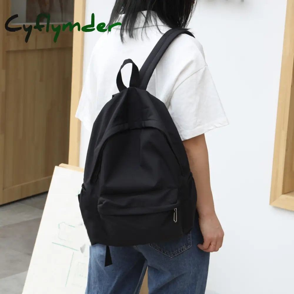 Cyflymder Simple Solid Color Shoulder Backpacks Bookbags Nylon Large Capacity Travel Knapsacks