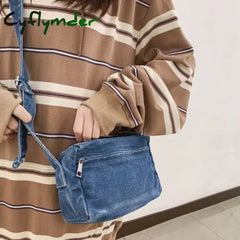 Cyflymder Simple Solid Women Canvas Bag Female Washed Denim Shoulder Girl Boy Leisure Crossbody