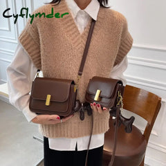 Cyflymder Simple Square Shoulder Bags For Women Pure Color Wild Crossbody Bag Retro Casual Handbags