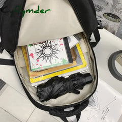 Cyflymder Simple Student Bag Solid Color Schoolbag Youth Large Capacity Travel Backpack High