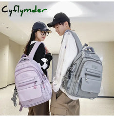 Cyflymder Simple Student Bag Solid Color Schoolbag Youth Large Capacity Travel Backpack High