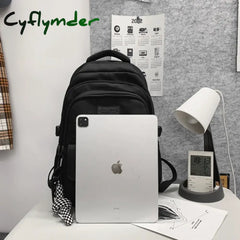 Cyflymder Simple Student Bag Solid Color Schoolbag Youth Large Capacity Travel Backpack High