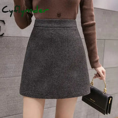 Cyflymder skirt outfits winter Autumn Winter New Fashion Plaid A-Line Mini Skirt Women High Waist Woolen Skirt Female