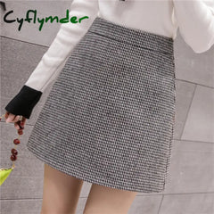 Cyflymder skirt outfits winter Autumn Winter New Fashion Plaid A-Line Mini Skirt Women High Waist Woolen Skirt Female