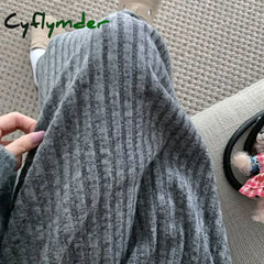 Cyflymder skirt outfits winter Autumn Winter New Thicken Plush A-line Skirts Wowen Solid Casual High Waisted Long Skirt