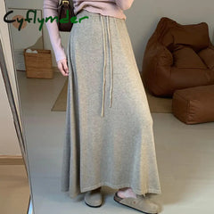 Cyflymder skirt outfits winter Skirt Solid Color Autumn Warm and Comfortable Cashmere Knitted Skirt New Korean Version