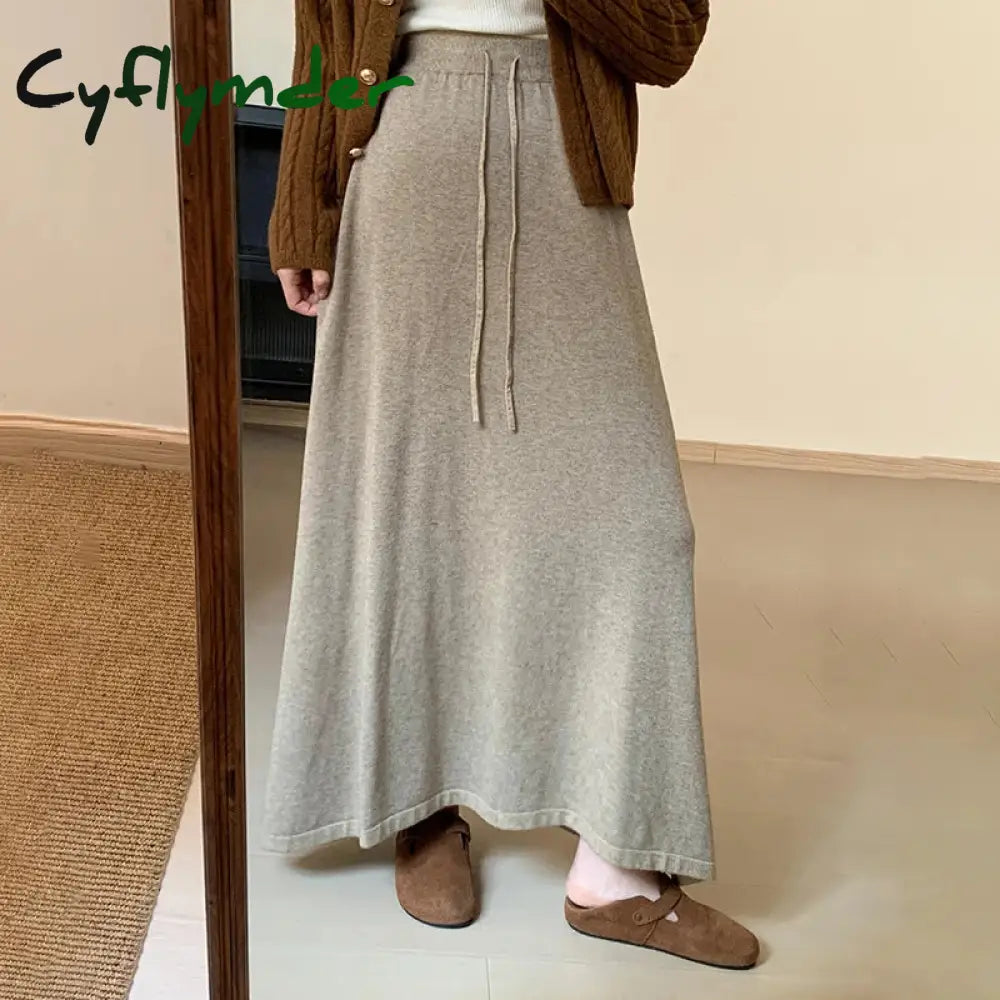 Cyflymder skirt outfits winter Skirt Solid Color Autumn Warm and Comfortable Cashmere Knitted Skirt New Korean Version
