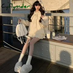 Cyflymder skirt outfits winter Sweet Spicy Girl White Knitted Ruffle Edge Short Skirts for Women Autumn and Winter New