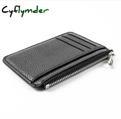 Cyflymder Slim Wallet Purse Pu Leather Women Men Card Holder Unisex Zipper Business Case Credit