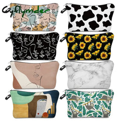 Cyflymder Sloth Abstract Art Cosmetic Bag Waterproof Printing Swanky Turtle Leaf Toilet Custom