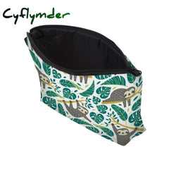 Cyflymder Sloth Abstract Art Cosmetic Bag Waterproof Printing Swanky Turtle Leaf Toilet Custom