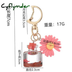 Cyflymder Small Chrysanthemum Key Chain Personalized Moon Button Fashion Keychains For Women Charm