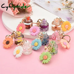 Cyflymder Small Chrysanthemum Key Chain Personalized Moon Button Fashion Keychains For Women Charm