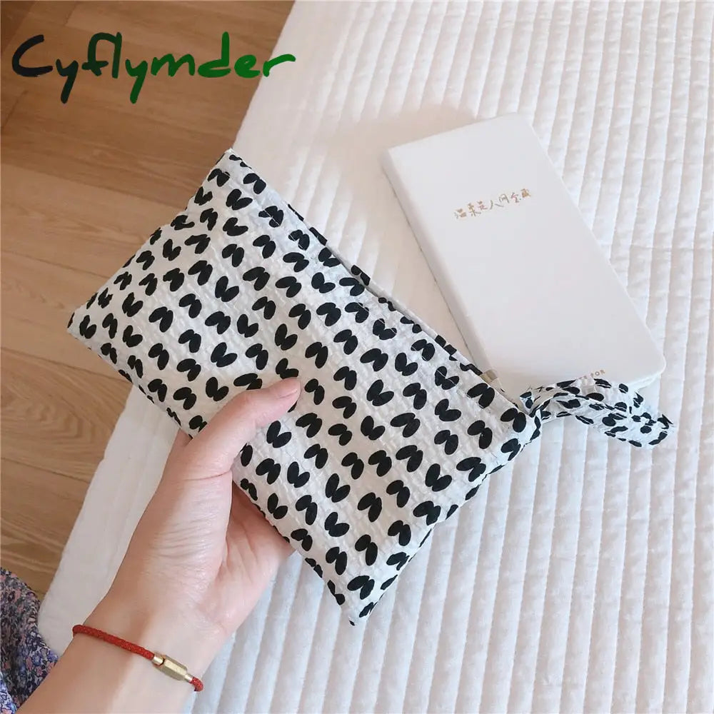 Cyflymder Small Floral Women’s Cosmetic Bag Mini Cotton Fabric Make Up Organizer Pencil Cases