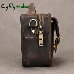 Cyflymder Small Men’s Handbag Unisex Vintage Crazy Horse Leather Messenger Bags Women Travel