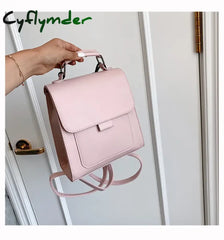 Cyflymder Small Pu Leather Backpack Women Shoulder Bags Small Back Pack Travel Female Bookbag