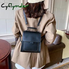 Cyflymder Small Pu Leather Backpack Women Shoulder Bags Small Back Pack Travel Female Bookbag