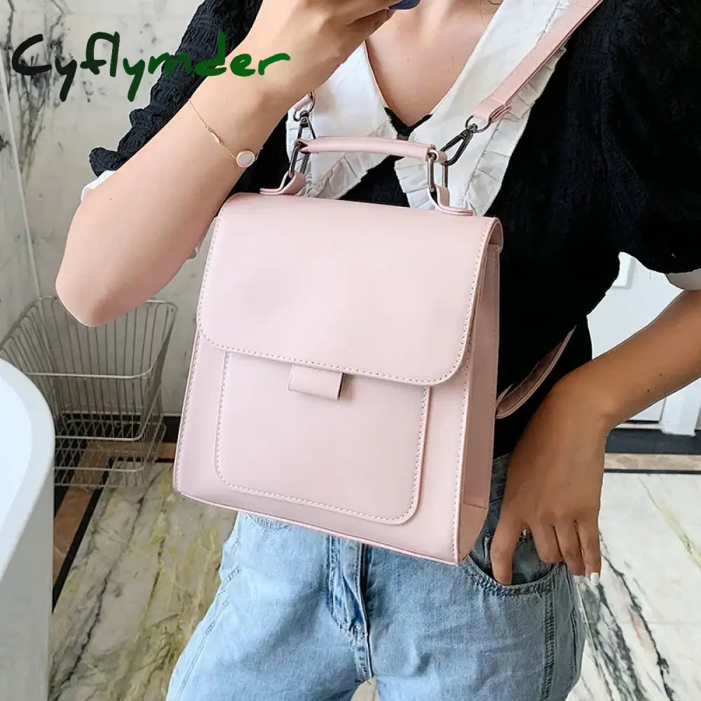 Cyflymder Small Pu Leather Backpack Women Shoulder Bags Small Back Pack Travel Female Bookbag
