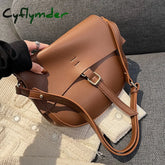 Cyflymder Small Pu Leather Saddle Crossbody Bags For Women Winter Simple Solid Color Luxury