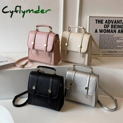Cyflymder Small Retro Leather Back Pack For Women Korean Fashion New Designer Mini Backpack Trendy