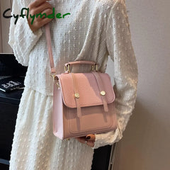 Cyflymder Small Retro Leather Back Pack For Women Korean Fashion New Designer Mini Backpack Trendy