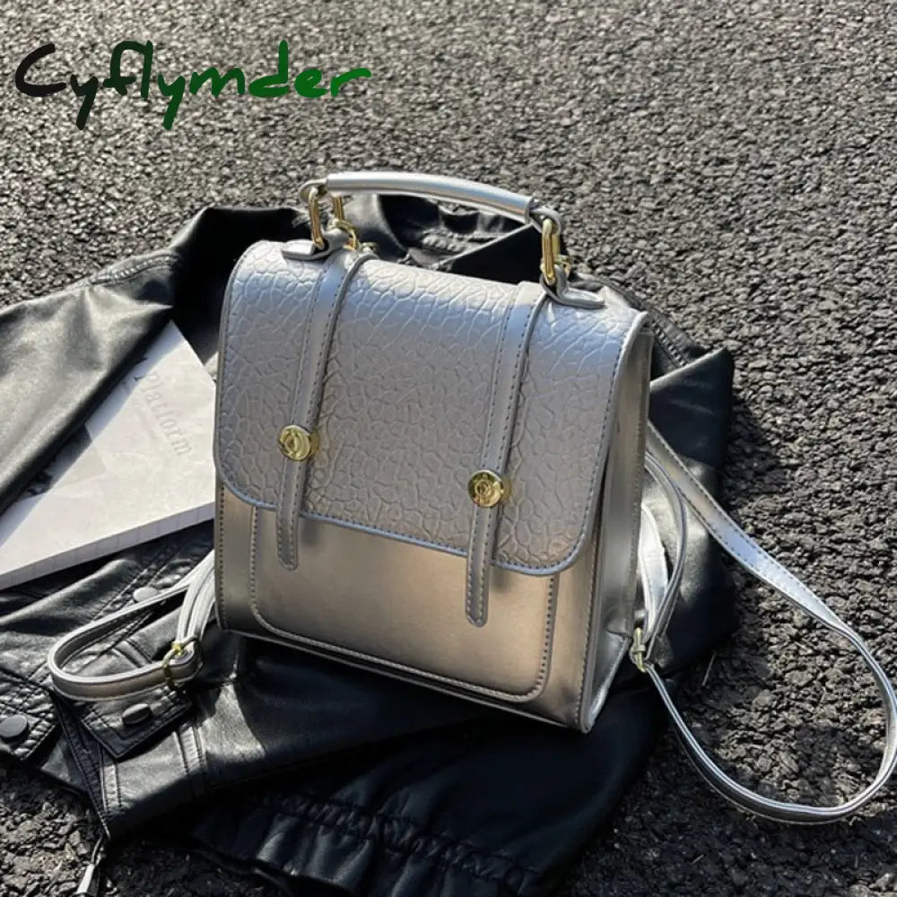Cyflymder Small Retro Leather Back Pack For Women Korean Fashion New Designer Mini Backpack Trendy