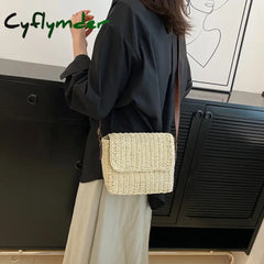 Cyflymder Small Straw Bucket Crossbody Bag For Female Summer Weave Women’s Brand Design Handbags