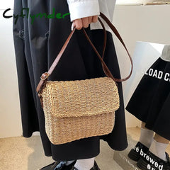 Cyflymder Small Straw Bucket Crossbody Bag For Female Summer Weave Women’s Brand Design Handbags