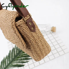 Cyflymder Small Straw Bucket Crossbody Bag For Female Summer Weave Women’s Brand Design Handbags