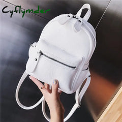 Cyflymder Small Women Backpacks Pu Leather Teenagers Girls Shoulder Bags Backpack Daypack Female