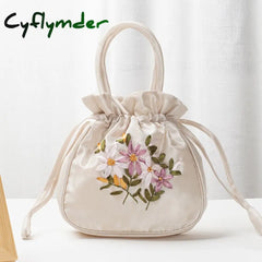 Cyflymder Small Women Bucket Bag Top Handle Ladies Handbag Phone Summer Purse National Style