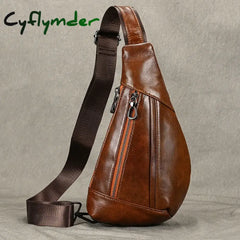 Cyflymder Soft Genuine Leather Men’s Chest Bag Male Mini Shoulder Crossbody Bag Anti Theft Chest Pack Men Outdoor