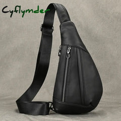 Cyflymder Soft Genuine Leather Men’s Chest Bag Male Mini Shoulder Crossbody Bag Anti Theft Chest Pack Men Outdoor