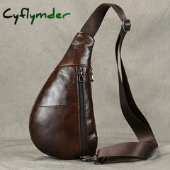 Cyflymder Soft Genuine Leather Men’s Chest Bag Male Mini Shoulder Crossbody Bag Anti Theft Chest Pack Men Outdoor