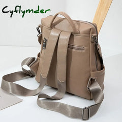 Cyflymder Soft Leather Backpack Women Solid Color Fashion Wild Trend Casual Large Capacity Ladies